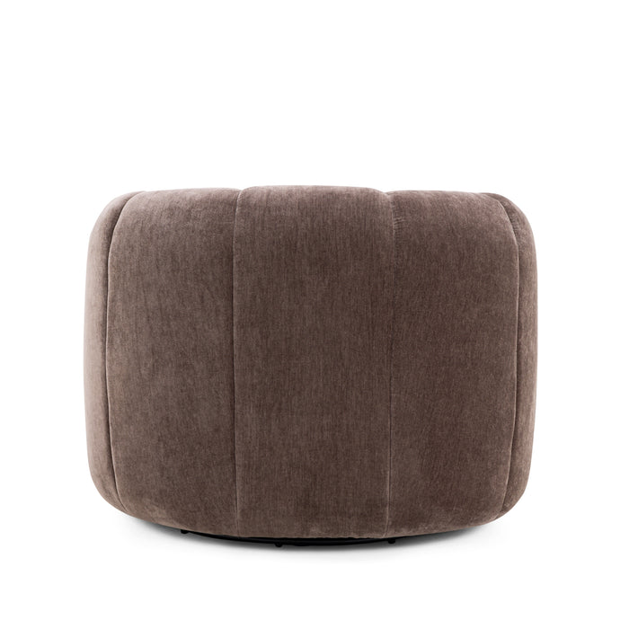 Jasmine Upcycled Contract-Grade Basketweave Fabric Swivel Accent Chair - Home And Beyond