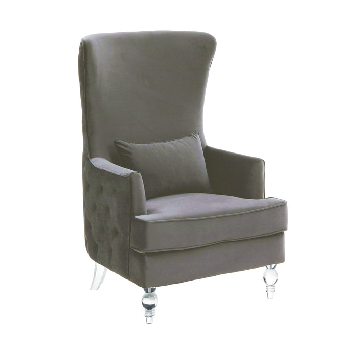 Aubree Tall Chair with Acrylic Legs - Grey - Home And Beyond