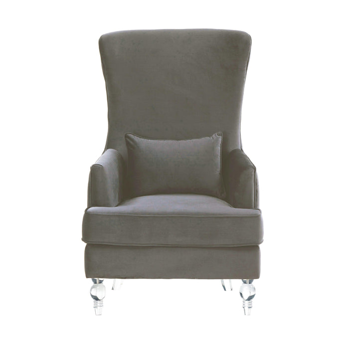 Aubree Tall Chair with Acrylic Legs - Grey - Home And Beyond