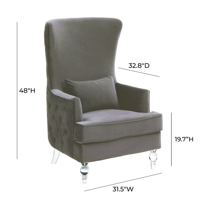 Aubree Tall Chair with Acrylic Legs - Grey - Home And Beyond