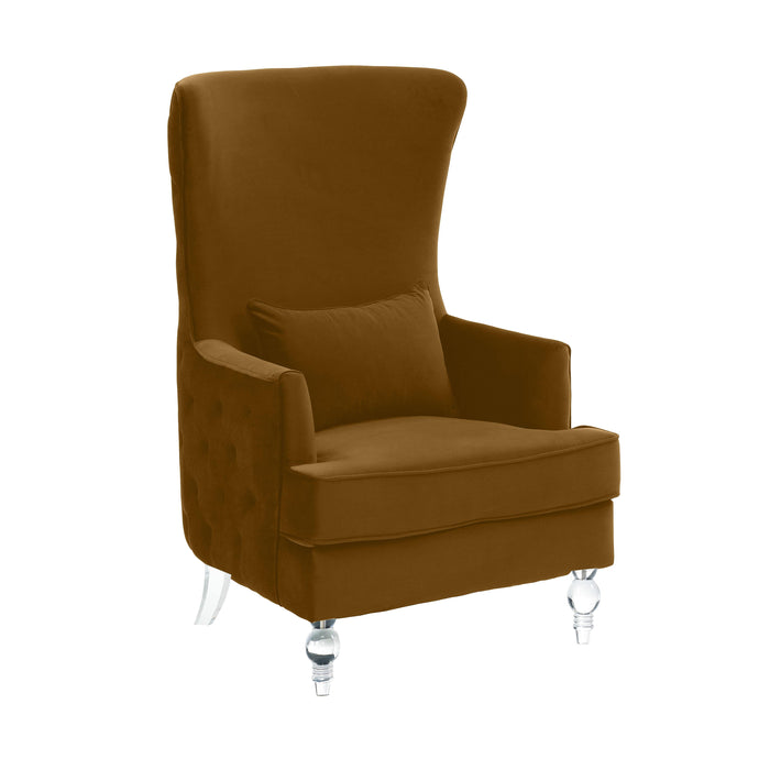 Aubree Tall Chair with Acrylic Legs - Cognac - Home And Beyond
