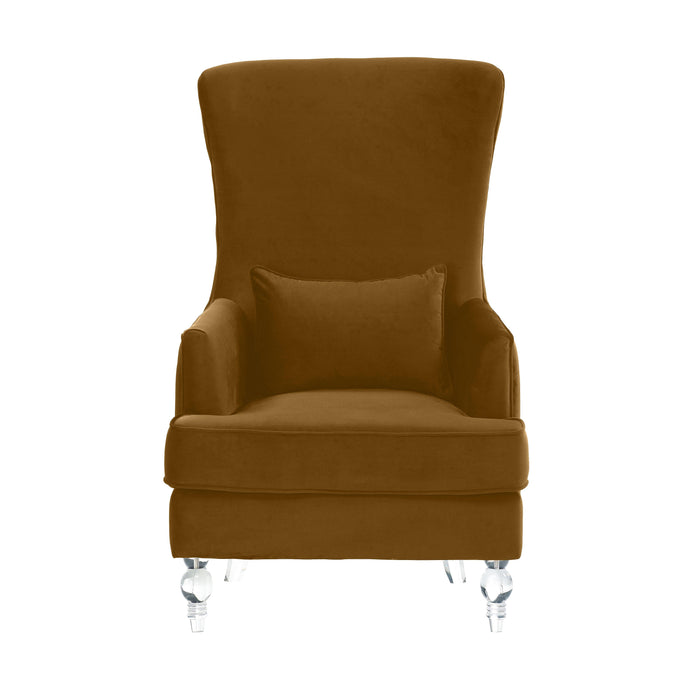 Aubree Tall Chair with Acrylic Legs - Cognac - Home And Beyond