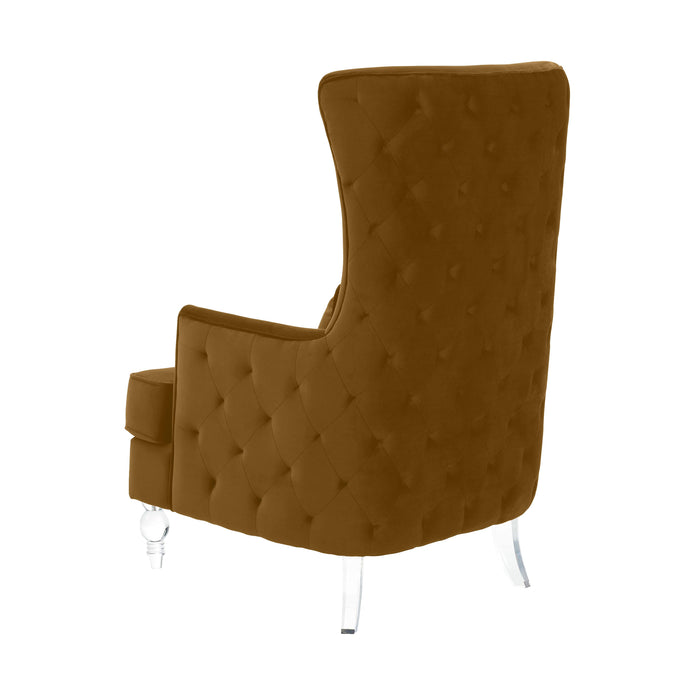 Aubree Tall Chair with Acrylic Legs - Cognac - Home And Beyond