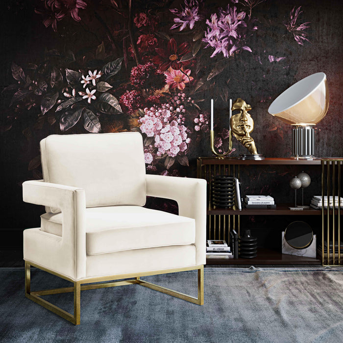 Avery Cream Velvet Chair - UK - Home And Beyond