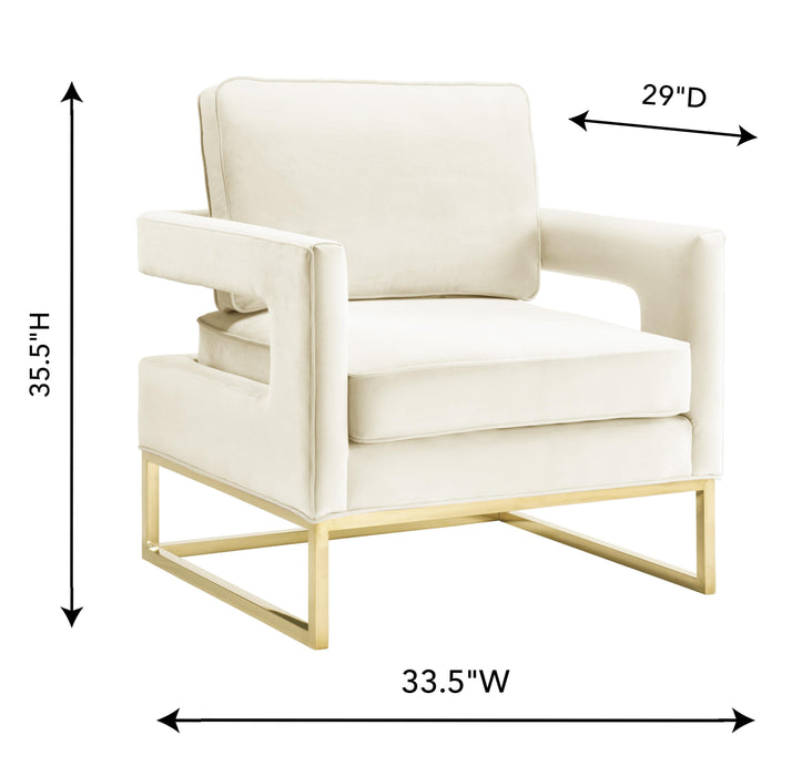 Avery Cream Velvet Chair - UK - Home And Beyond