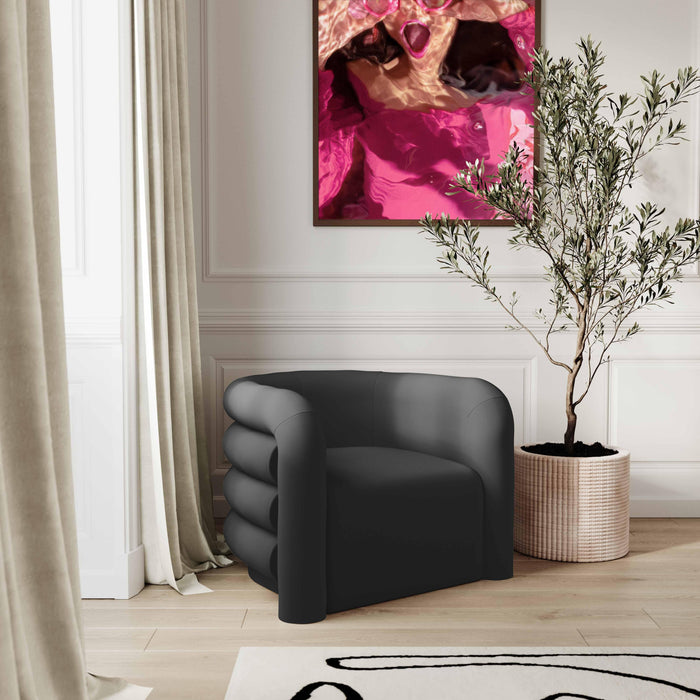 Curves Black Velvet Lounge Chair - UK - Home And Beyond