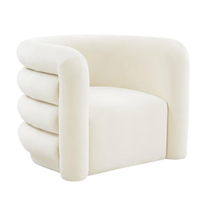 Curves Cream Velvet Lounge Chair - UK - Home And Beyond