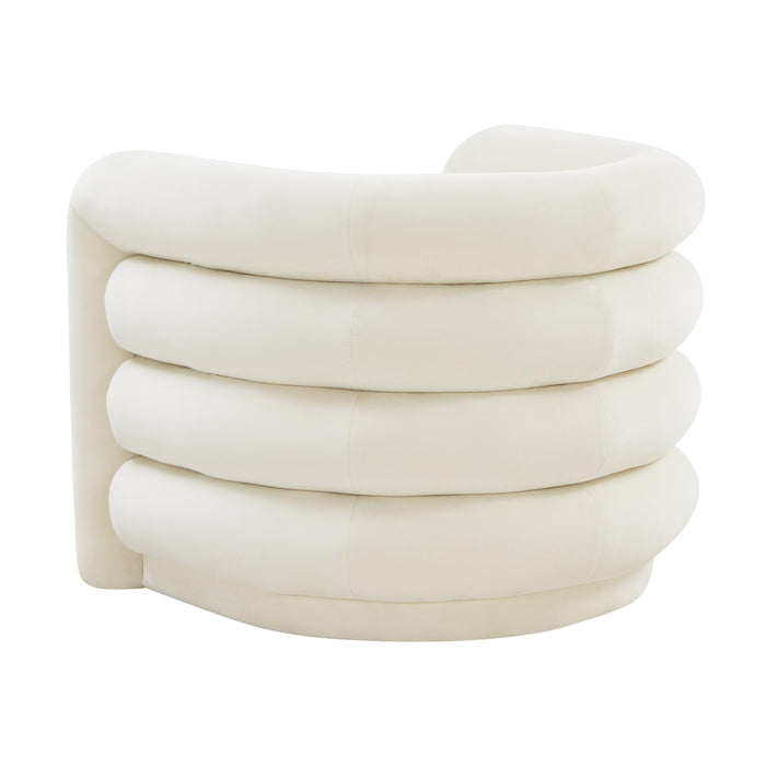 Curves Cream Velvet Lounge Chair - UK - Home And Beyond