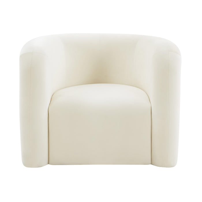 Curves Cream Velvet Lounge Chair - UK - Home And Beyond