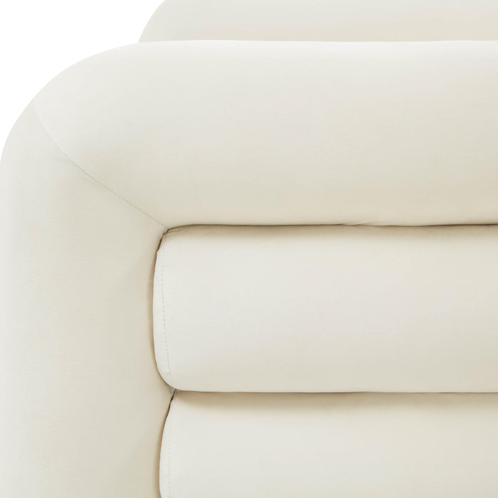 Curves Cream Velvet Lounge Chair - UK - Home And Beyond