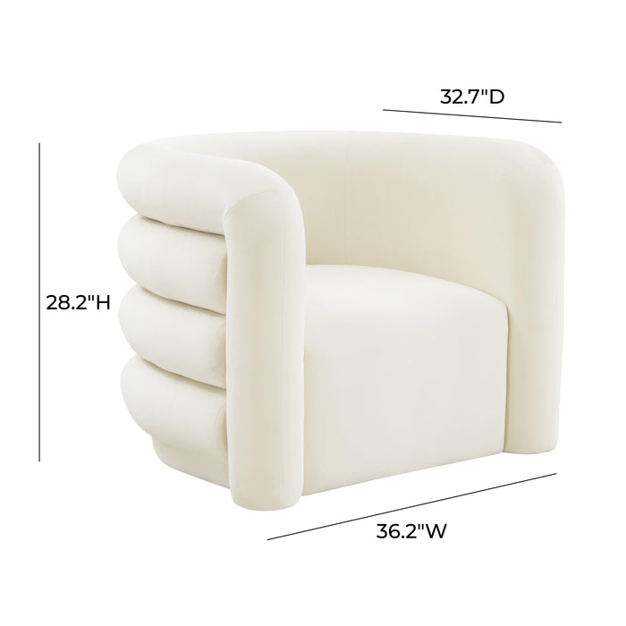Curves Cream Velvet Lounge Chair - UK - Home And Beyond