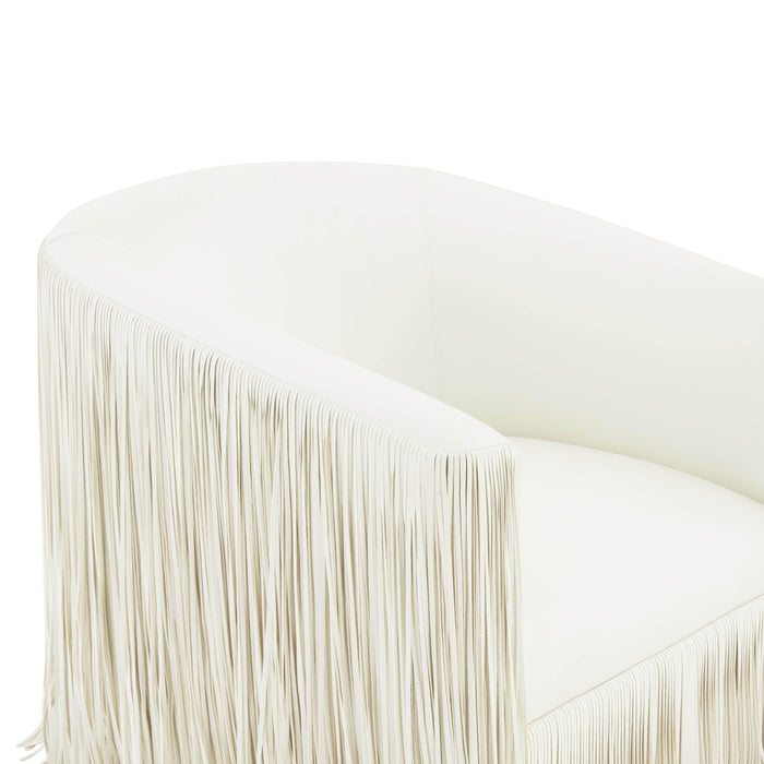 Shag Me Ivory Vegan Leather Swivel Chair - UK - Home And Beyond
