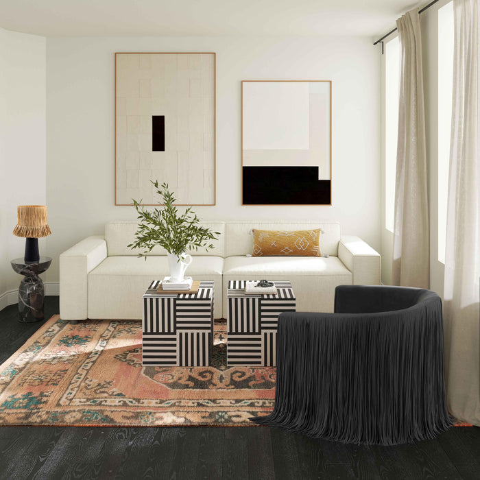 Shag Me Black Vegan Leather Swivel Chair - UK - Home And Beyond