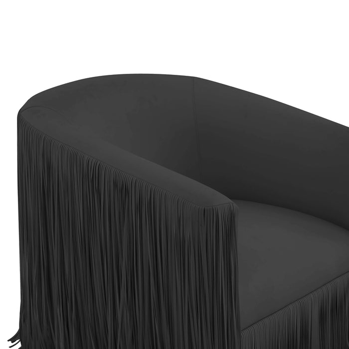 Shag Me Black Vegan Leather Swivel Chair - UK - Home And Beyond