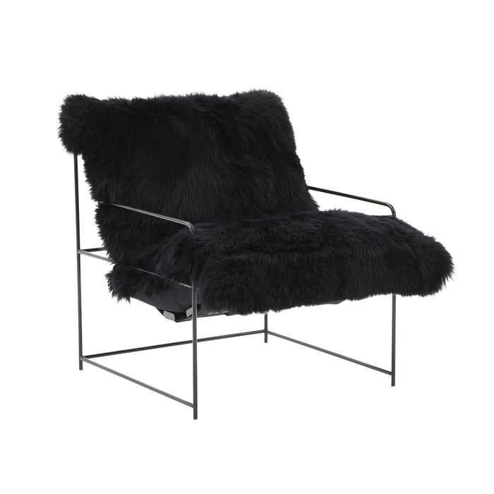 Kimi Black Genuine Sheepskin Chair - UK - Home And Beyond