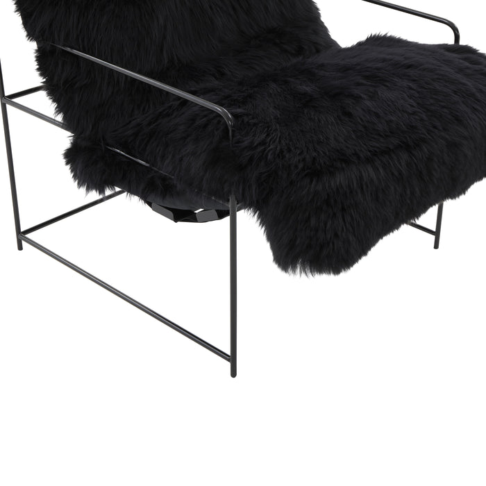 Kimi Black Genuine Sheepskin Chair - UK - Home And Beyond