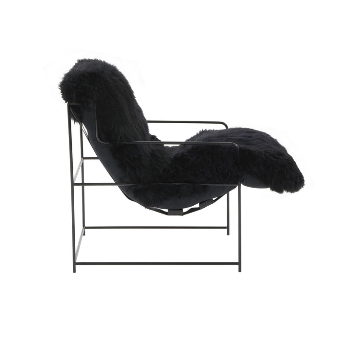 Kimi Black Genuine Sheepskin Chair - UK - Home And Beyond