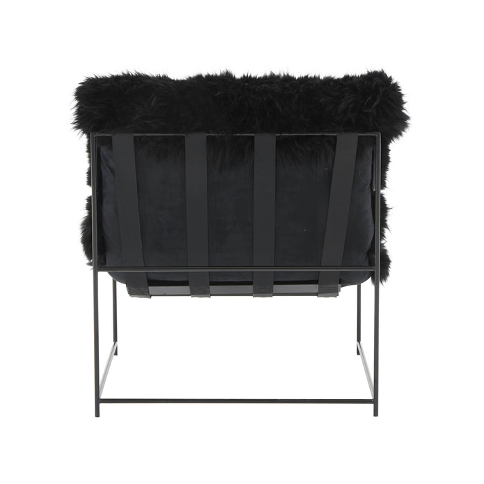 Kimi Black Genuine Sheepskin Chair - UK - Home And Beyond