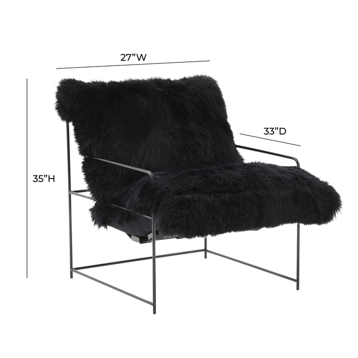Kimi Black Genuine Sheepskin Chair - UK - Home And Beyond