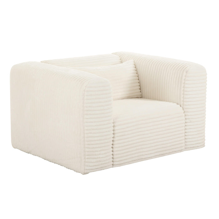 Tarra Fluffy Oversized Cream Corduroy Armchair - UK - Home And Beyond