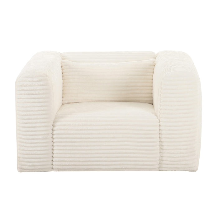 Tarra Fluffy Oversized Cream Corduroy Armchair - UK - Home And Beyond
