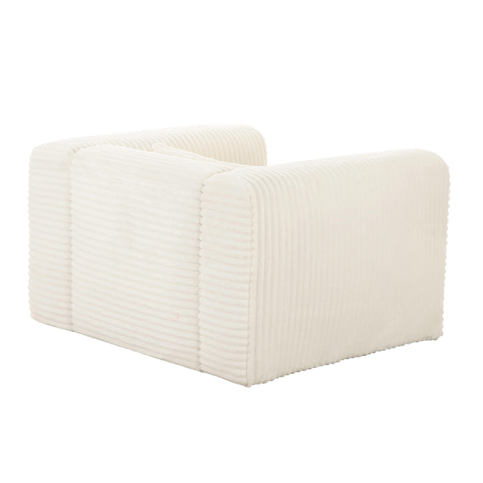 Tarra Fluffy Oversized Cream Corduroy Armchair - UK - Home And Beyond