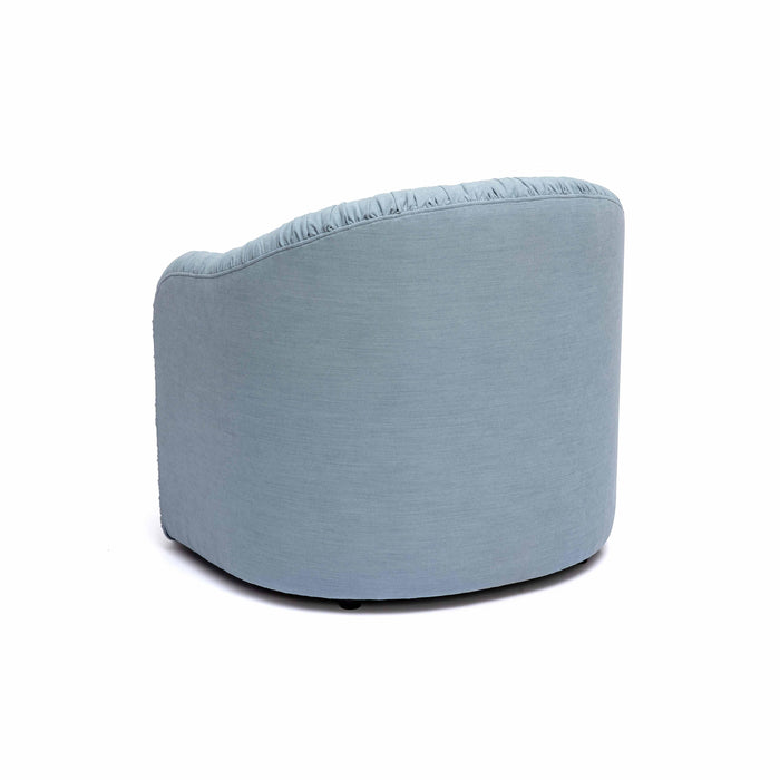 Pamela Faded Blue Recycled Fabric Tassel Lounge Chair - Home And Beyond