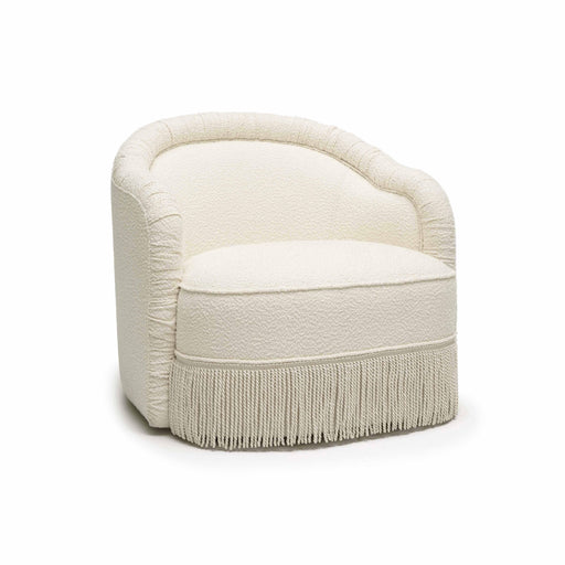 Pamela Cream Boucle Tassel Lounge Chair - Home And Beyond