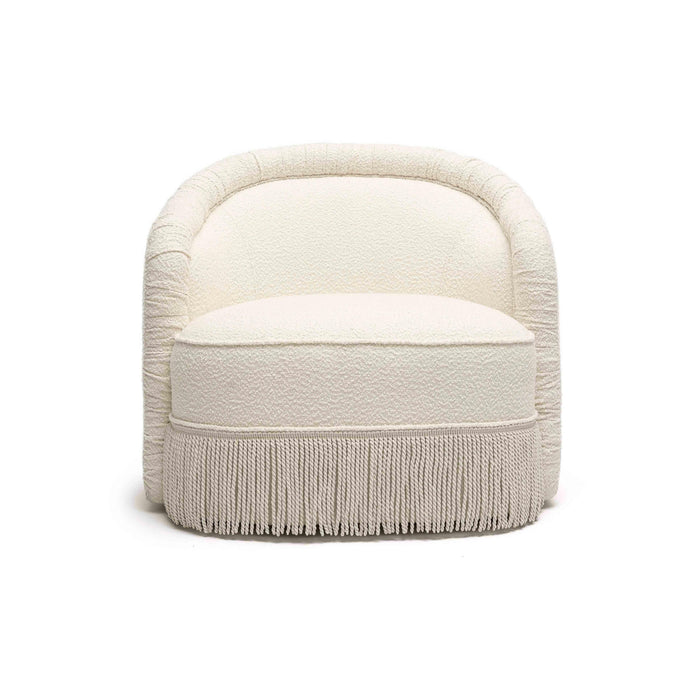 Pamela Cream Boucle Tassel Lounge Chair - Home And Beyond