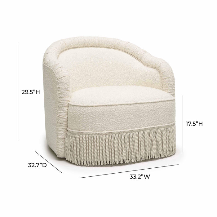 Pamela Cream Boucle Tassel Lounge Chair - Home And Beyond
