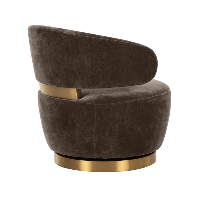 Austin Chocolate Brown Recycled Fabric Swivel Chair - UK - Home And Beyond