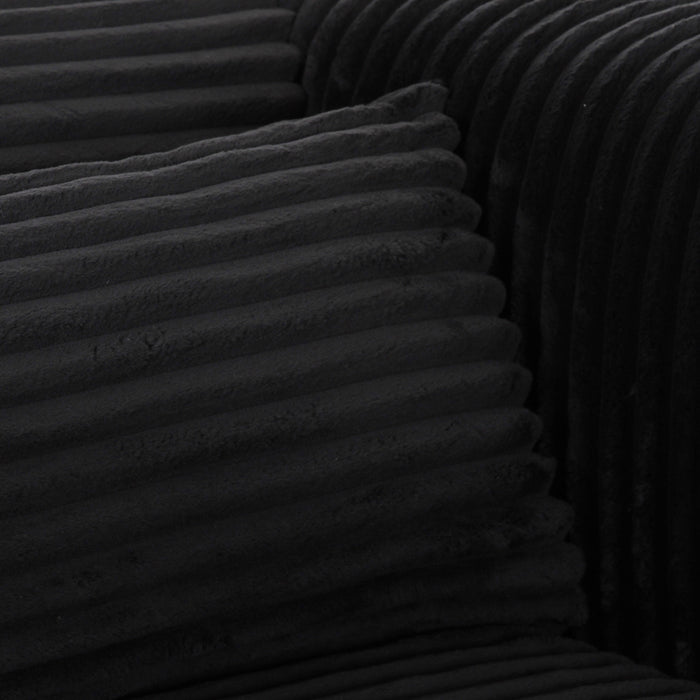 Tarra Fluffy Oversized Black Corduroy Armchair - Home And Beyond