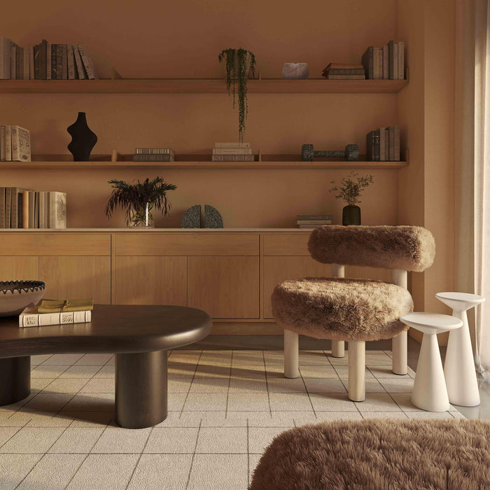 Carmel Dark Taupe Vegan Shearling Accent Chair - Home And Beyond