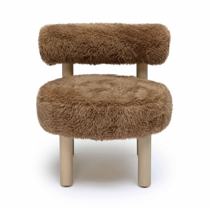 Carmel Dark Taupe Vegan Shearling Accent Chair - Home And Beyond