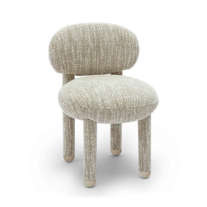 Manu Beige Nubby Performance Fabric Side Chair - Home And Beyond