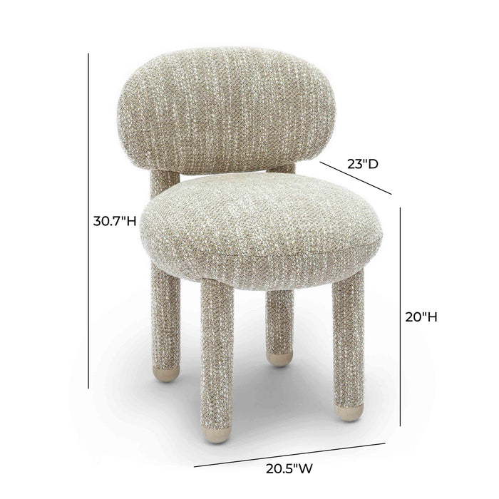 Manu Beige Nubby Performance Fabric Side Chair - Home And Beyond