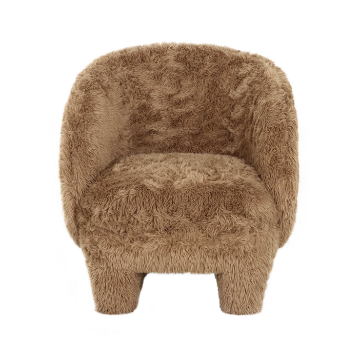 Kiki Dark Taupe Vegan Shearling Accent Chair - Home And Beyond