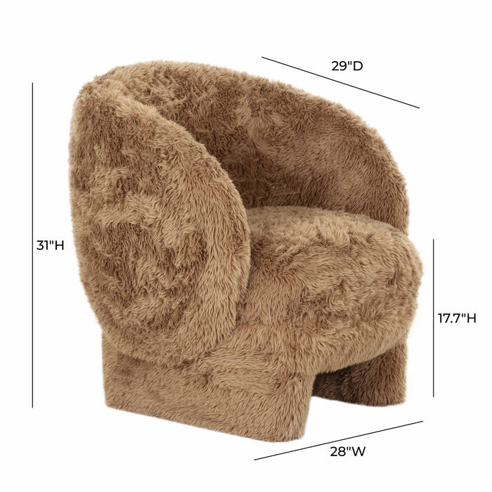 Kiki Dark Taupe Vegan Shearling Accent Chair - Home And Beyond