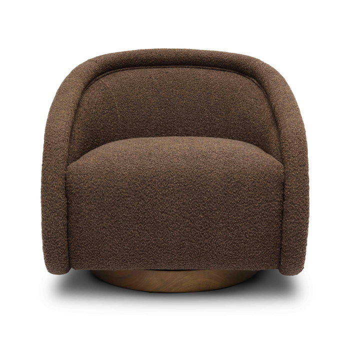 Rory Chocolate Brown Boucle Swivel Chair - Home And Beyond