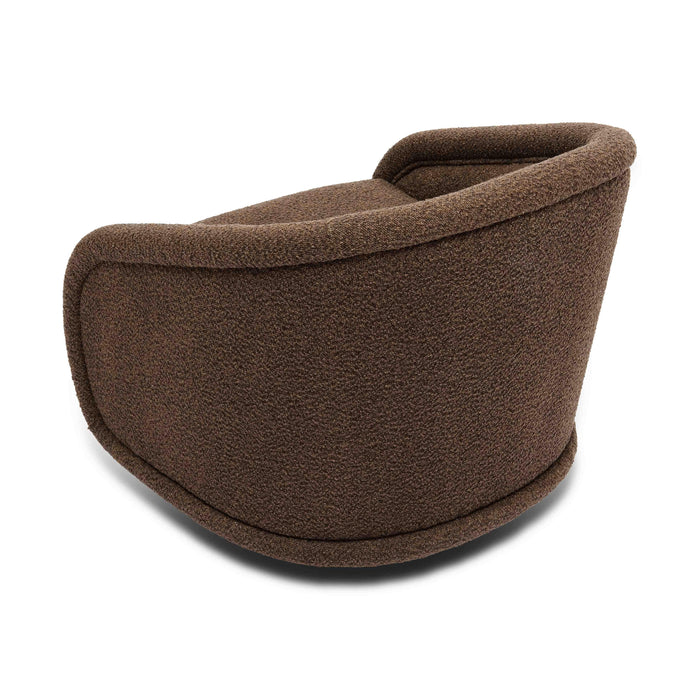 Rory Chocolate Brown Boucle Swivel Chair - Home And Beyond