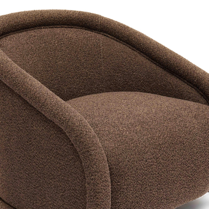 Rory Chocolate Brown Boucle Swivel Chair - Home And Beyond