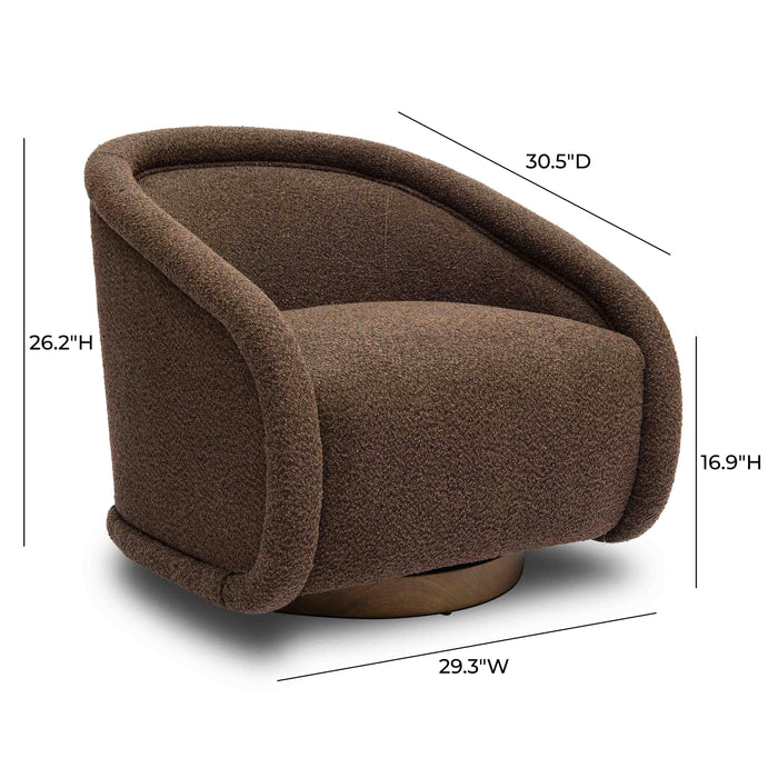 Rory Chocolate Brown Boucle Swivel Chair - Home And Beyond