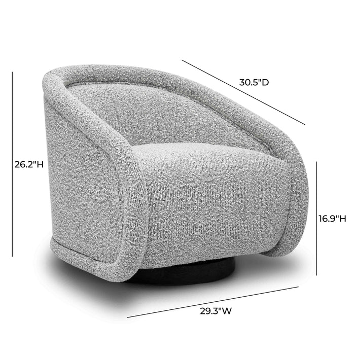 Rory Grey Boucle Swivel Chair - Home And Beyond