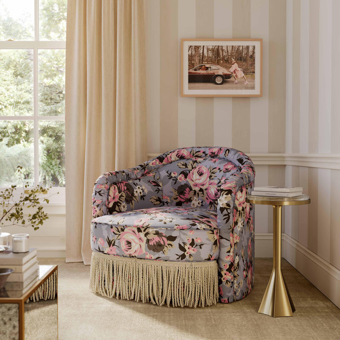 Pamela Spring Floral Print Tasseled Lounge Chair - Home And Beyond