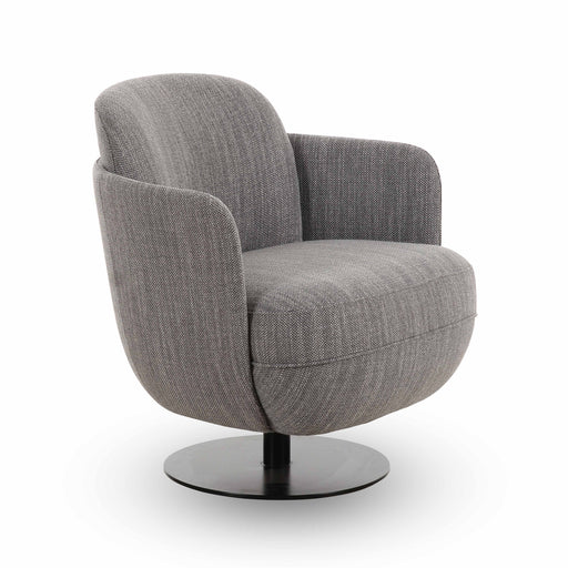 Solange Grey Textured Contract-Grade Weave Fabric Swivel Accent Chair - Home And Beyond