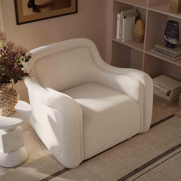 Charli Cream Boucle Swivel Chair - Home And Beyond