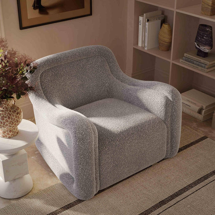 Charli Grey Boucle Swivel Chair - Home And Beyond