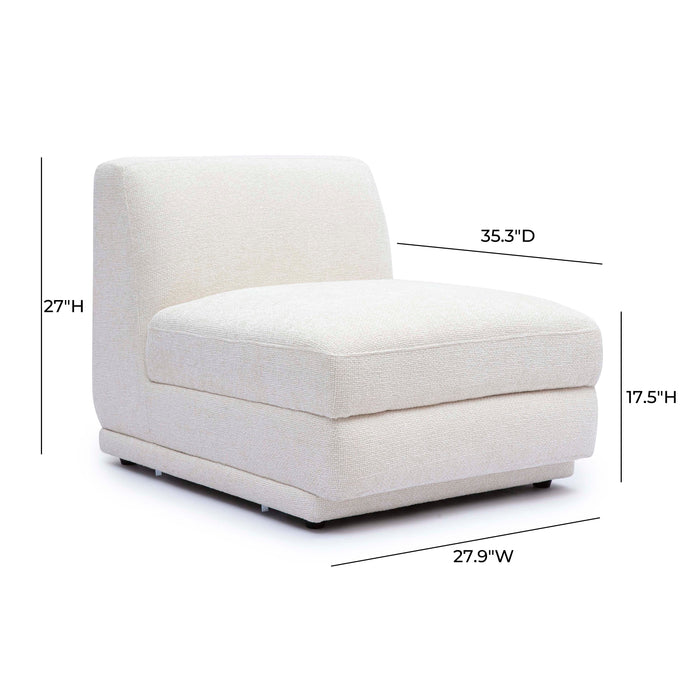 Perry Cream Performance Chenille Modular Armless Chair - Home And Beyond
