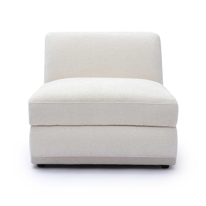 Perry Cream Performance Chenille Modular Armless Chair - Home And Beyond