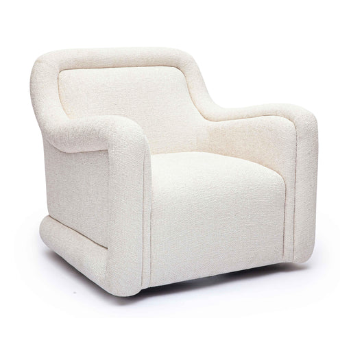 Charli Cream Basketweave Chenille Swivel Chair - Home And Beyond